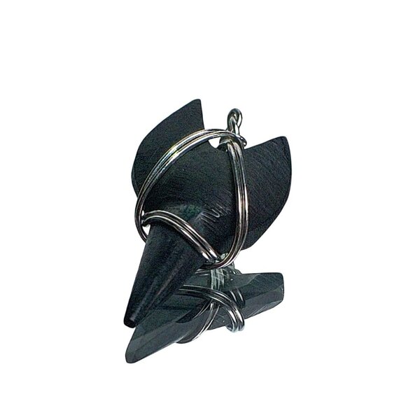 Vintage Fossilized Mako Shark Tooth Pendant Hook Stainless Steel Wire Wrapped - Picture 1 of 5